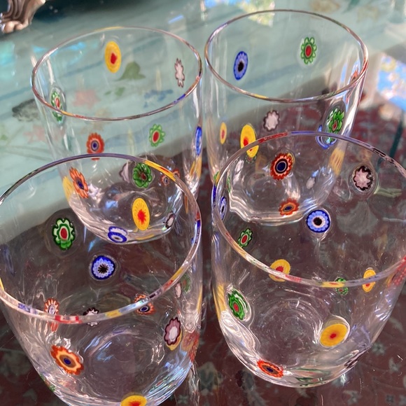 🎊💕🎈3 x HP HOME. Set of 4 Murano millefiori glasses🎉🍾🏆 - Picture 2 of 2